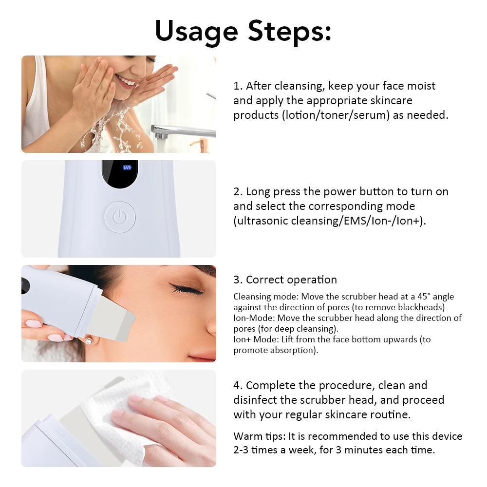 Ultrasonic Skin Scrubber Peeling Blackhead Remover
